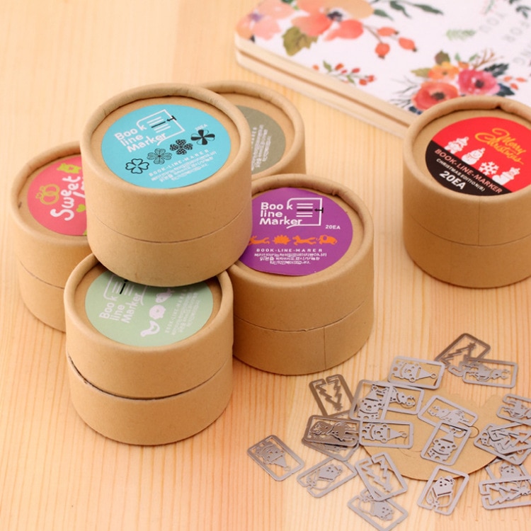 20 pcs/lot (one box) Mini Metal Bookmark Clips Cute Cartoon Animal Plated Sliver Bookmarks Stationery 0915