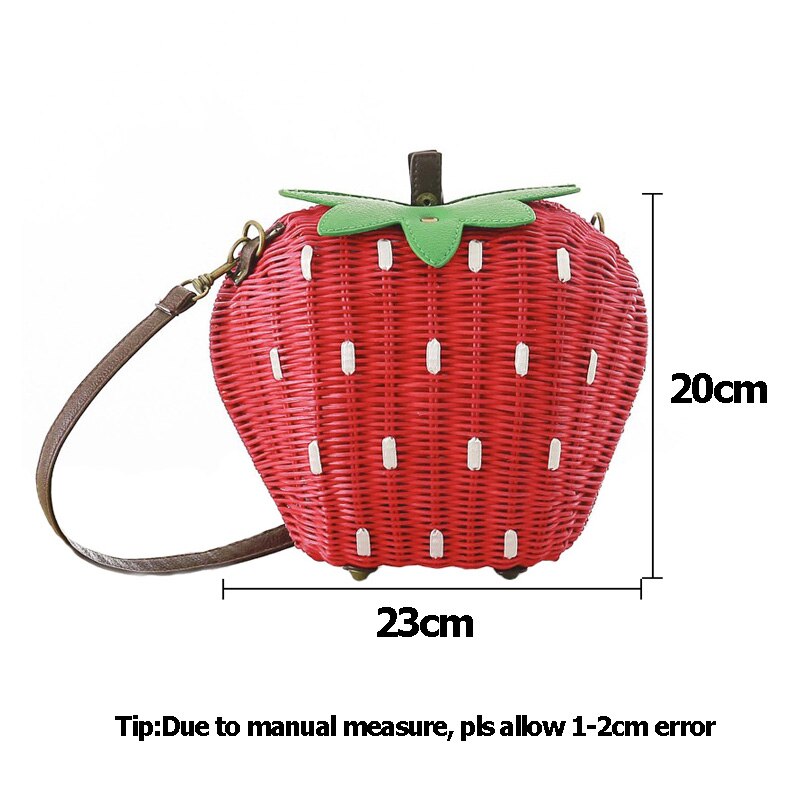 Women Straw Bags Female Summer Beach Shoulder Bag Lady Strawberry Vintage Rattan Weave Handbag Handmade Portable Bolsa SS3126