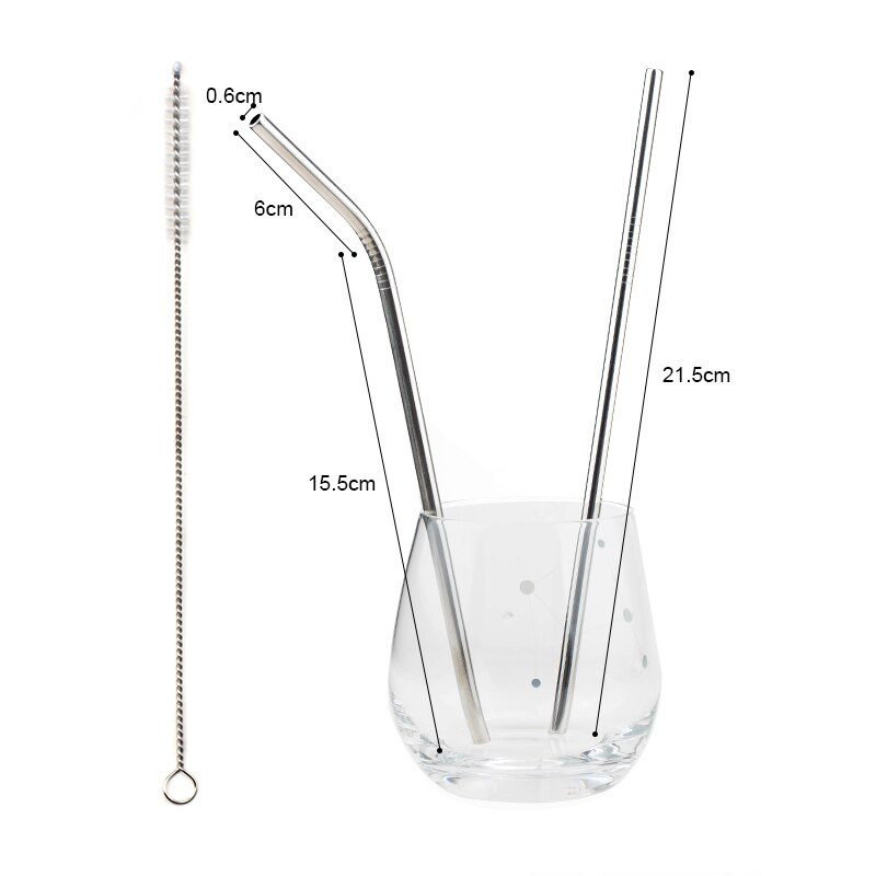 2/4 stücke Edelstahl Stroh Wiederverwendbare Metall Trinken Stroh Mit Reiniger Pinsel Für Heimat Party Barware Bar Zubehör