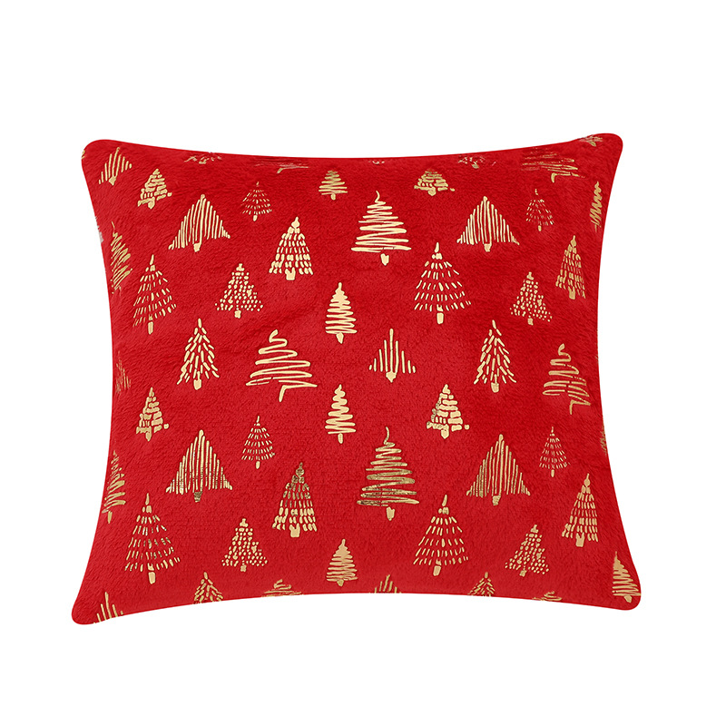 Housse de Coussin Noël Impression Feuille - 45x45cm - Taie d'oreiller Coton Doux - Style Jacquard pour Canapé: Rouge