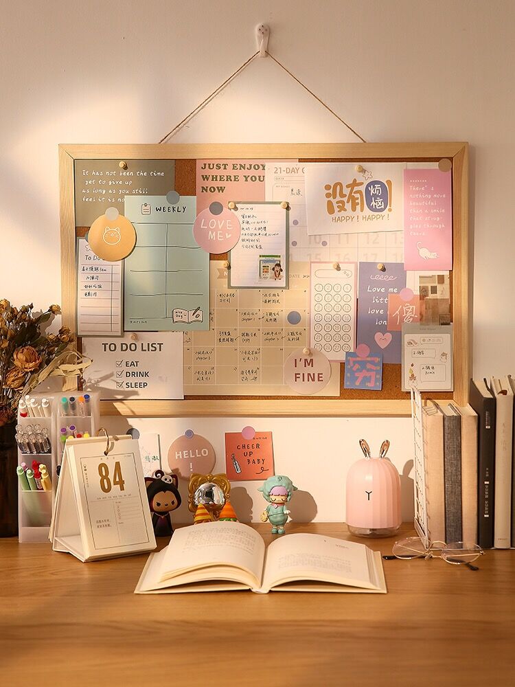 1Pc Soft Wooden Letter Message Board Decorative Postcard Photo Wall Cork Board Memo Paper Background Board Stationery