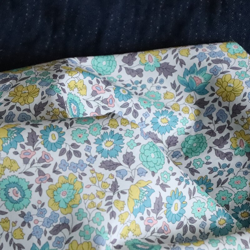 Danjo Yellow Floral 100% Cotton 80S Like Liberty Fabric Digital Printed For Sewing Cloth Dress Skirt Kids Poplin Tela
