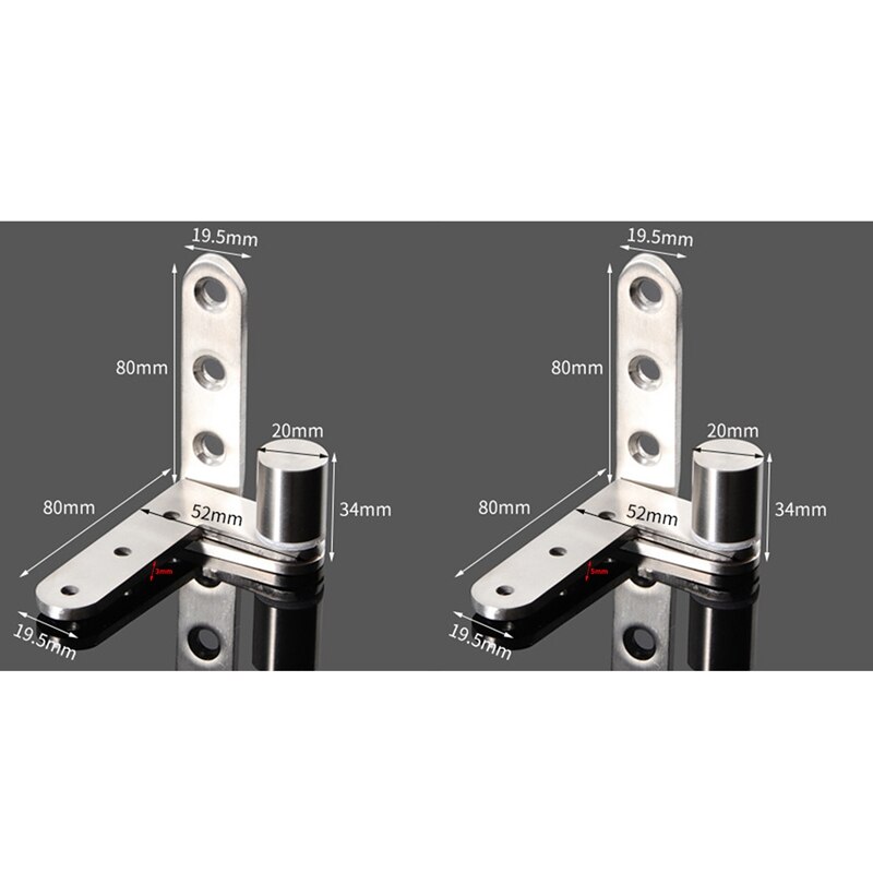 2 Stks/set Roestvrij Staal Verborgen Revolving Deur Pivot Scharnier Geborstelde Afwerking