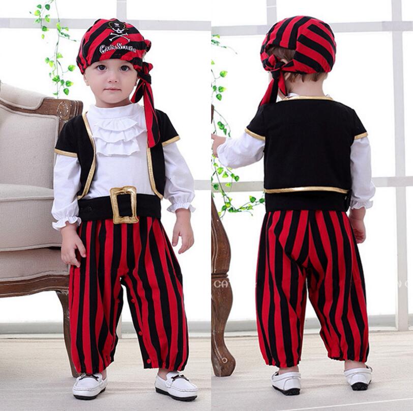 Jongenskleding baby's en jonge kinderen rode piratenkleding pak babyjongen eendelig kledingstuk katoen lange mouwen klim omhoog