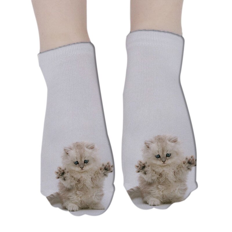 Women 3D Printed Animal Socks Funny Cartoon Cat Dog Cotton Low Ankle Unisex Socks носки с принтами