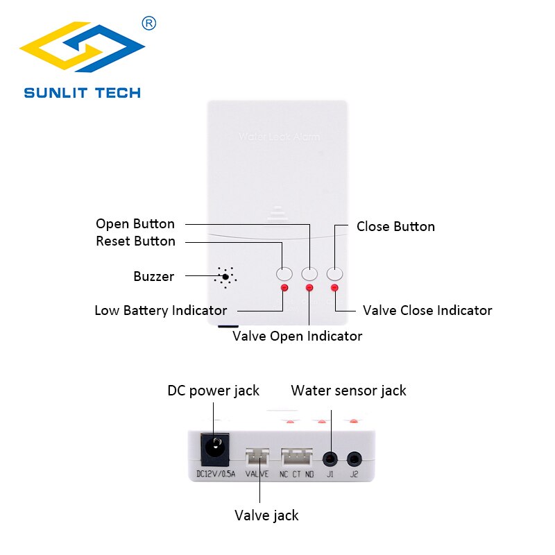 Smart Home Alarm Water Leakage Sensor with Automatically Shut Off 1/2"DN15 Vlaves Water Leak Detector Flood Overflow Protection