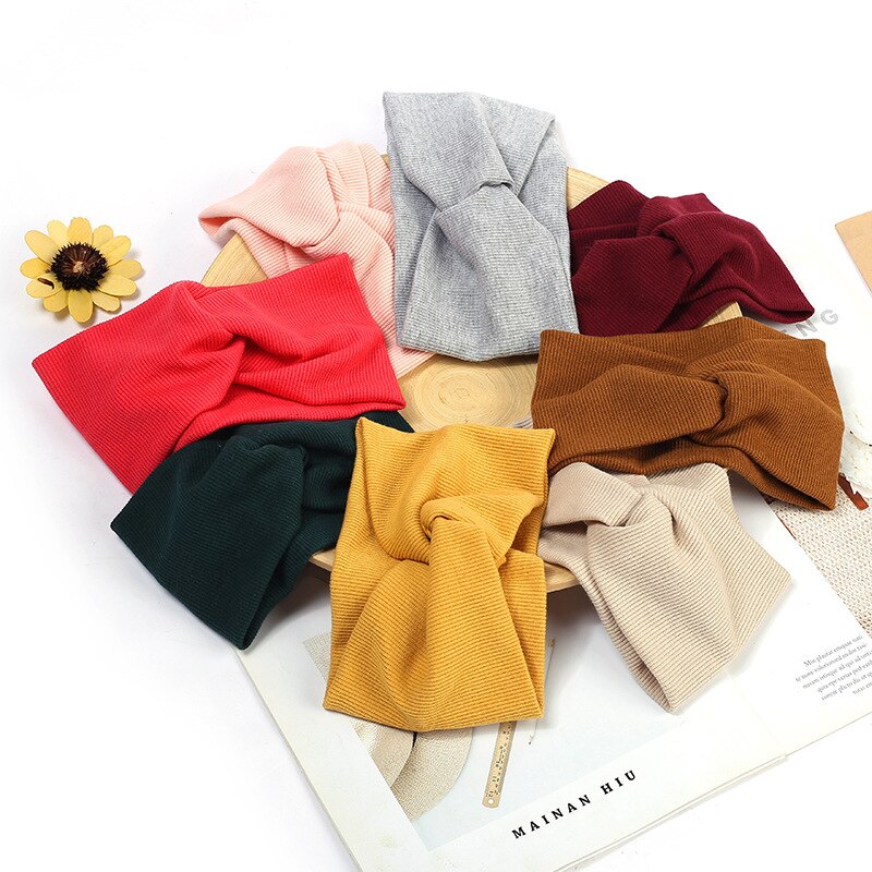 Diadema de lana con orejas de animales para mujer y niña, accesorios para el cabello, turbante cruzado, 1 unidad