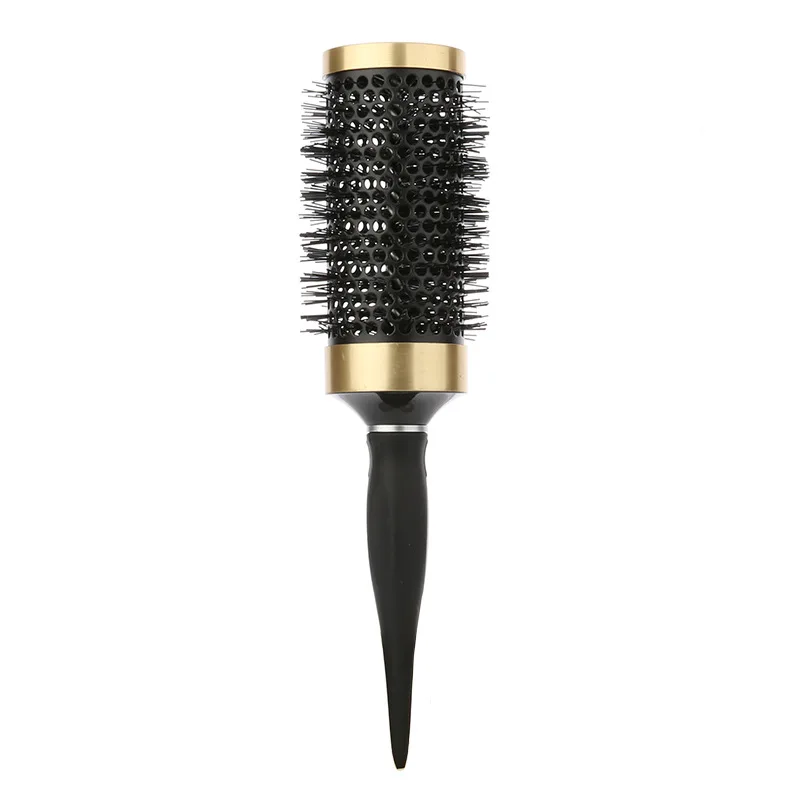 Hair Styling Hair Brush Nylon Comb Cylinder Curly Hair Rolling Comb Thermal Aluminum Tube Round Barrel Hair Comb Salon Tool