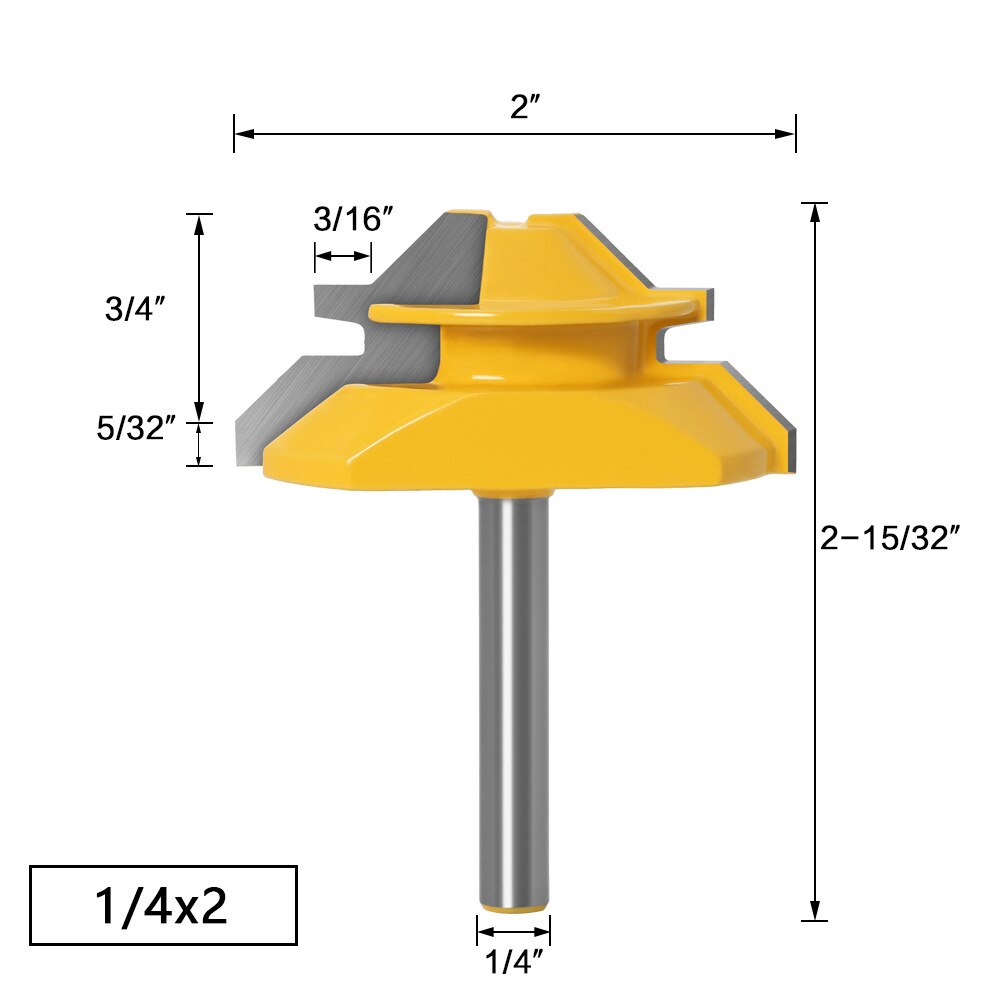 6 To1/2inch Shank 45 Degree Lock Miter Router Bit Woodworking Tenon Milling Cutter Tool Drilling Milling for Wood Carbide Alloy: 3-6.35mm