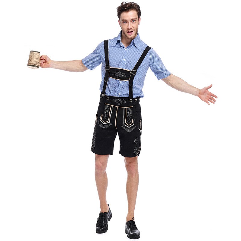 Oktoberfest Traje Cosplay Adulto Homens Calças Suspensórios Lederhosen Bavarian Beer Festival Alemão Octoberfest Trajes de Halloween