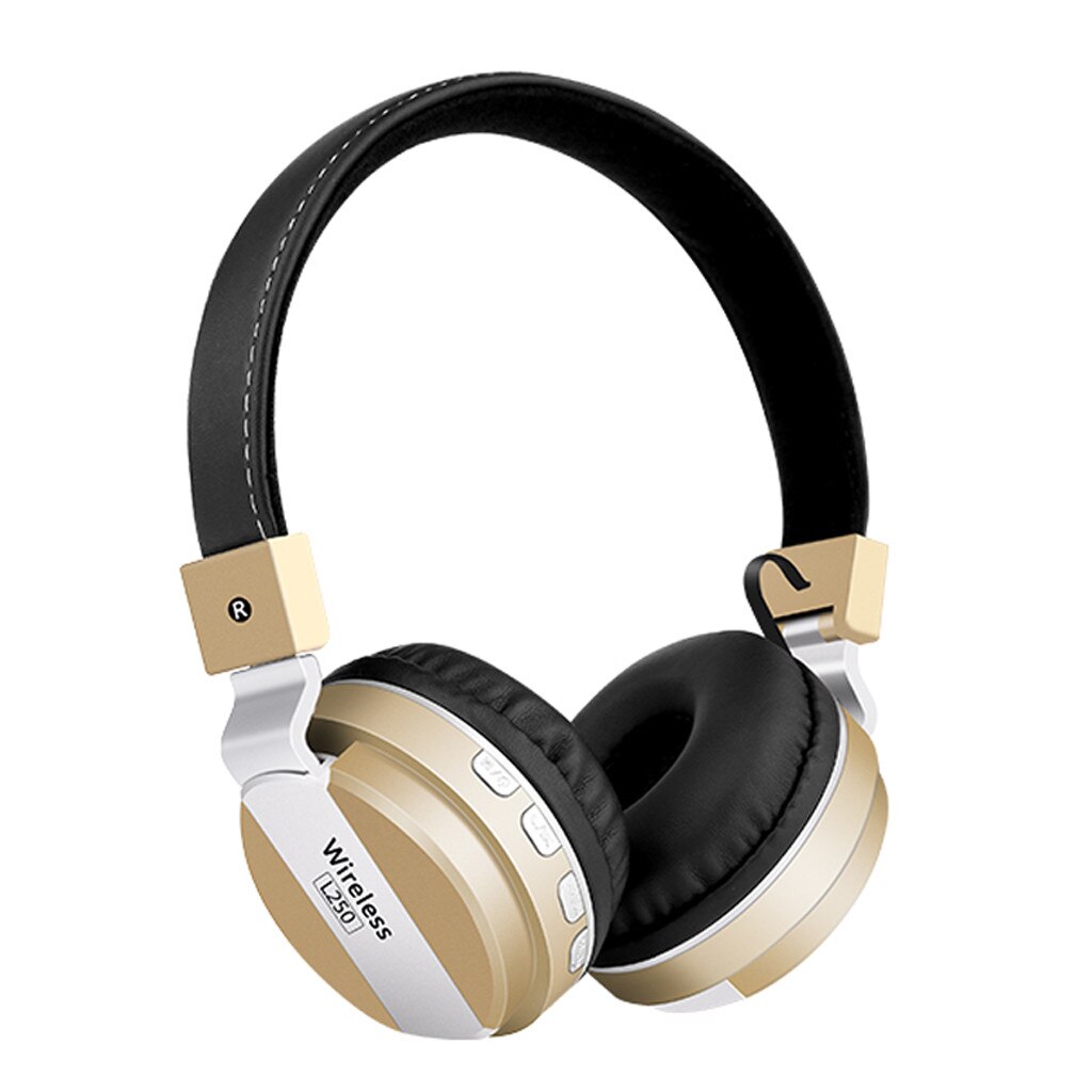 mosunx Portable Wireless Headset Bluetooth 4.2 Stereo Foldable Headphone Built-in Microphone Noise Reduction Echo Cancellation: Gold