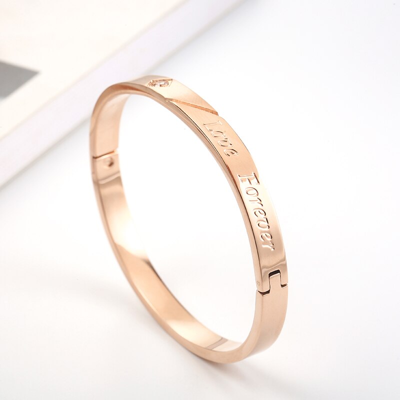 Mode Vrouwen Roestvrij Staal Rose Goud Sample Love Forever Armband Bangle Sieraden
