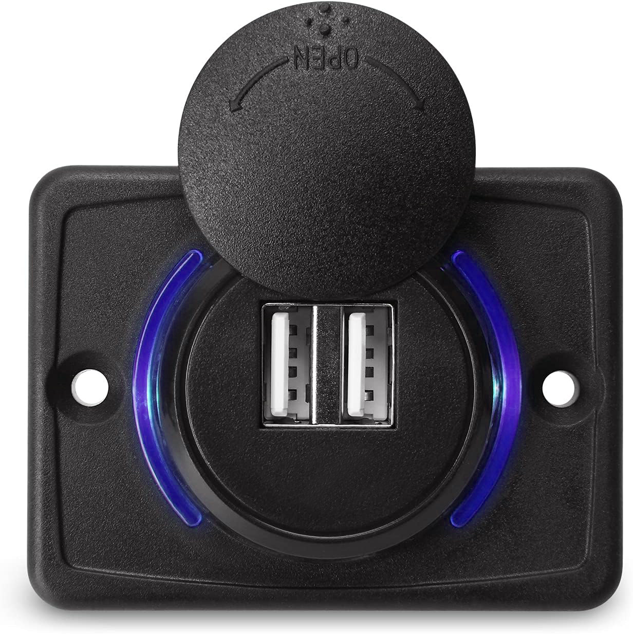 12-24V Dual Ports Car Charger Socket USB Charger Outlet Power Adapter with Sliding Cap for Car Motorcycle Truck ATV RV Boat: Brown