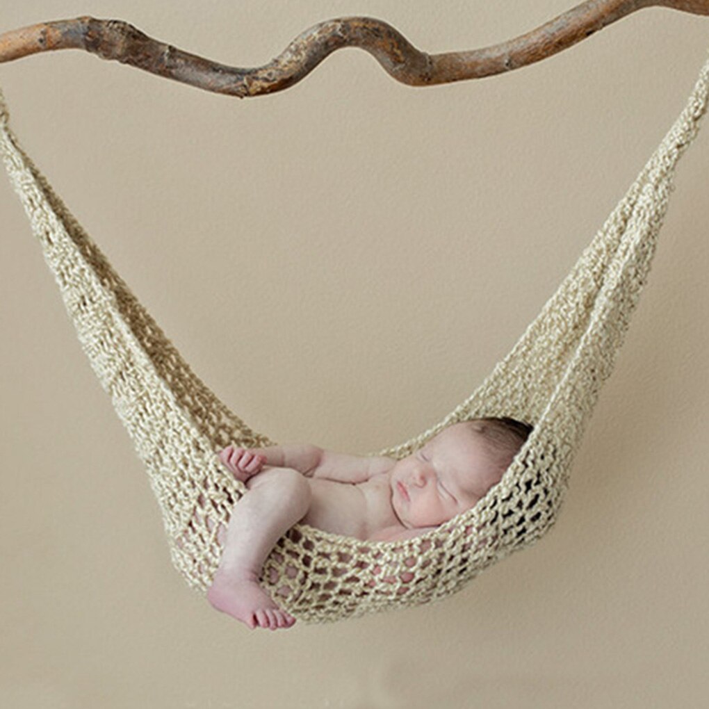 Newborn Photography Props Crochet Hammock Infant Baby Hanging Cocoon Photo Shooting Knitted Hanging Bed