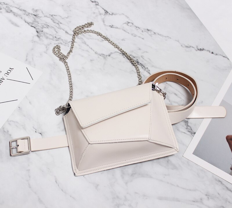 [eam] bauchtasche aus pu-leder mit einsätzen, damen-charakter, lässig, vielseitig kombinierbar, crossbody, frühling/sommer, Trend 18 a 5852: Weiß