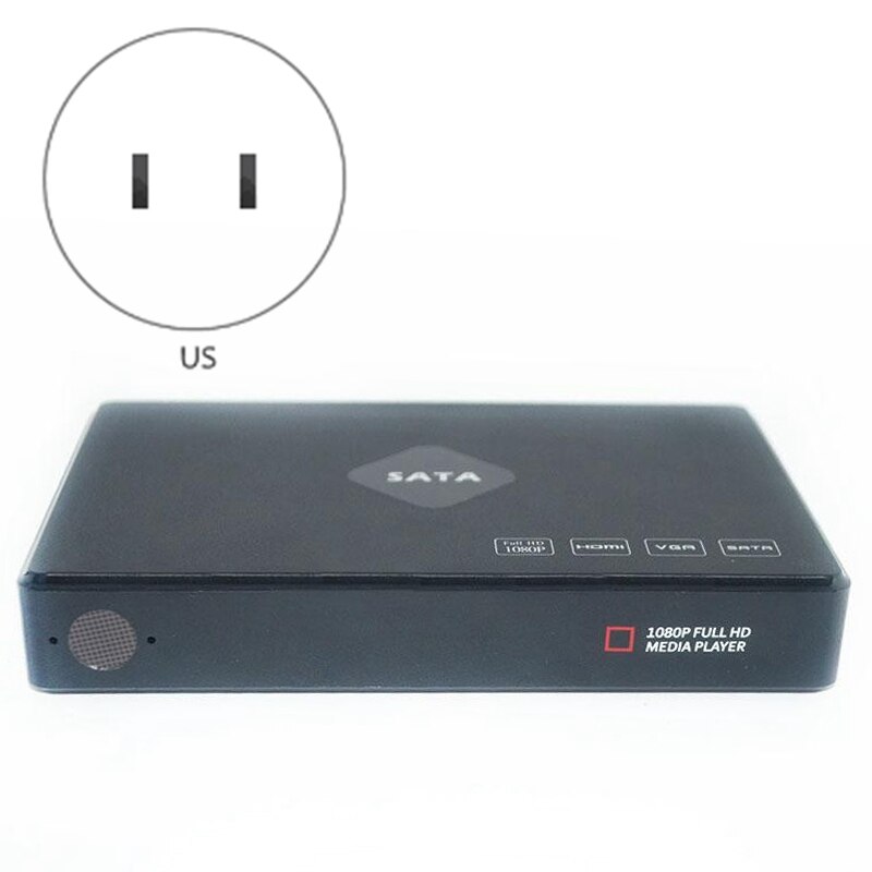 TV Media Player, Full HD 1080P Digital Multimedia Player SATA Hard Disk Player ,Supports HDMI, VGA, MMC Card