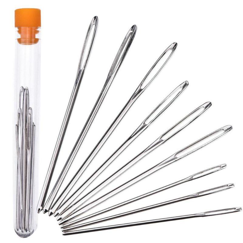 Knitting Needles Large Eye Blunt Sewing Needles Cross Stitch Knitting Needle Leather Embroidery Thread Needle Sewing Accessories: 9pcs