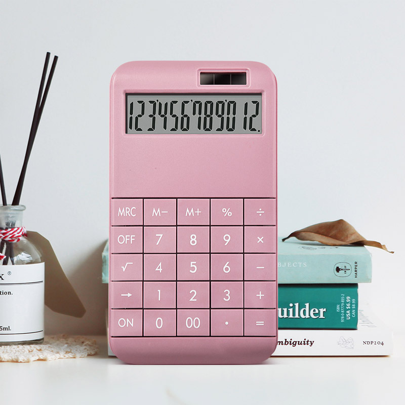 Echter solar-taschenrechner mit 12- display, karminroter computer für die verwendung im studentenfinanzierungsbüro, niedlicher taschenrechner