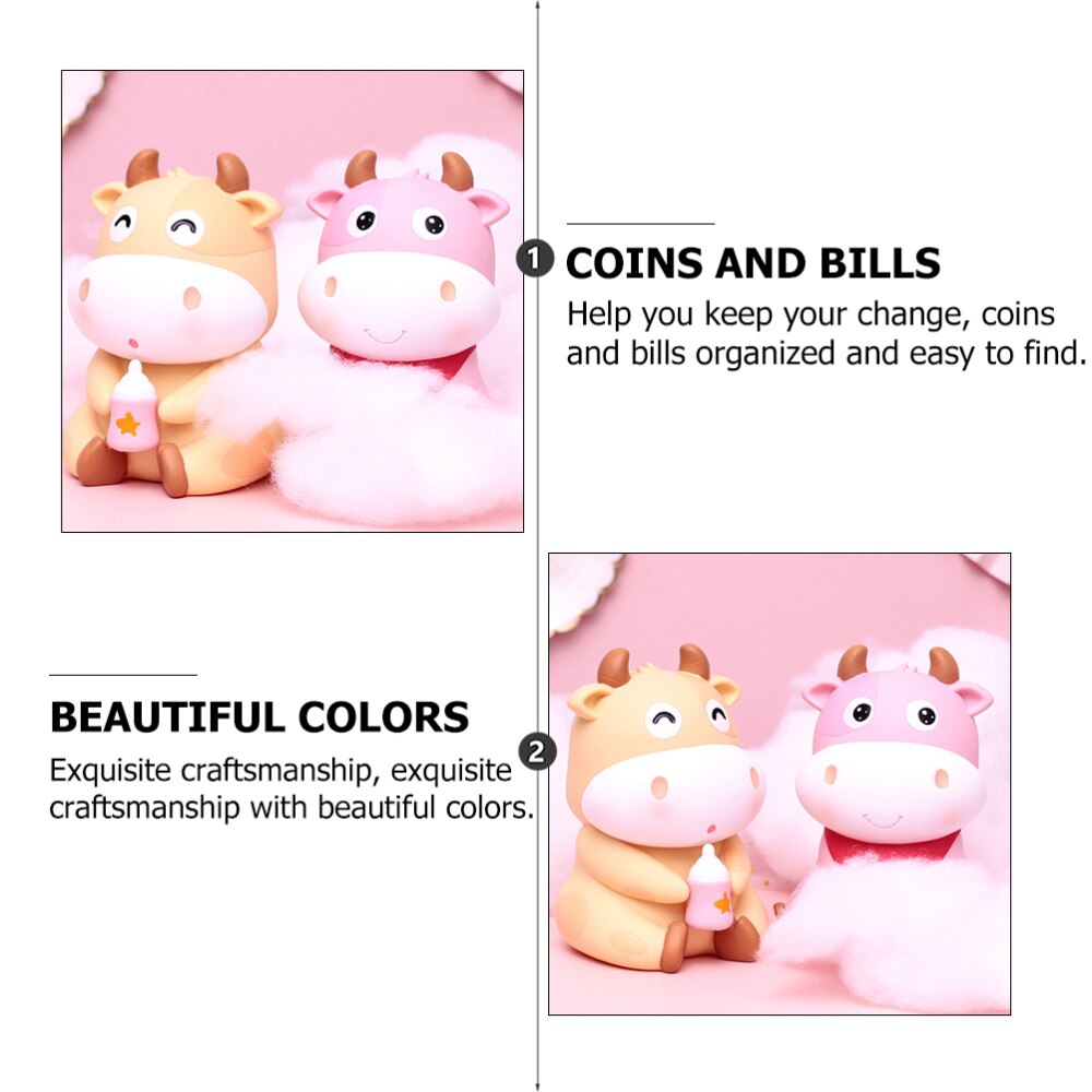 1Pc Lovely Cow Saving Pot Small Saving Pot Kids Saving Pot Resin Saving Pot Lovely Saving Jar Desk Decoration for