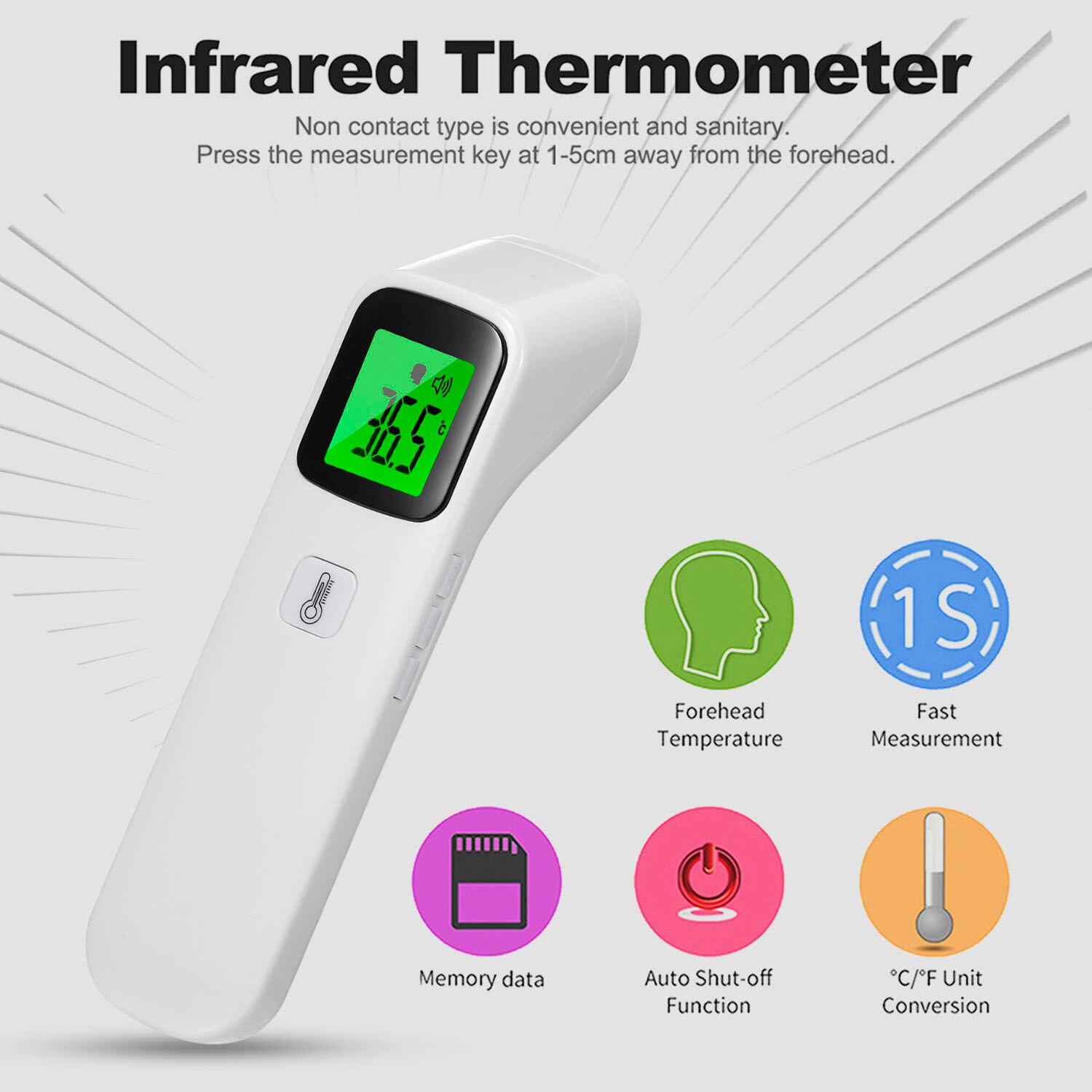 Termómetro corporal digital, infrarrojo frontal, portátil, Temperatura