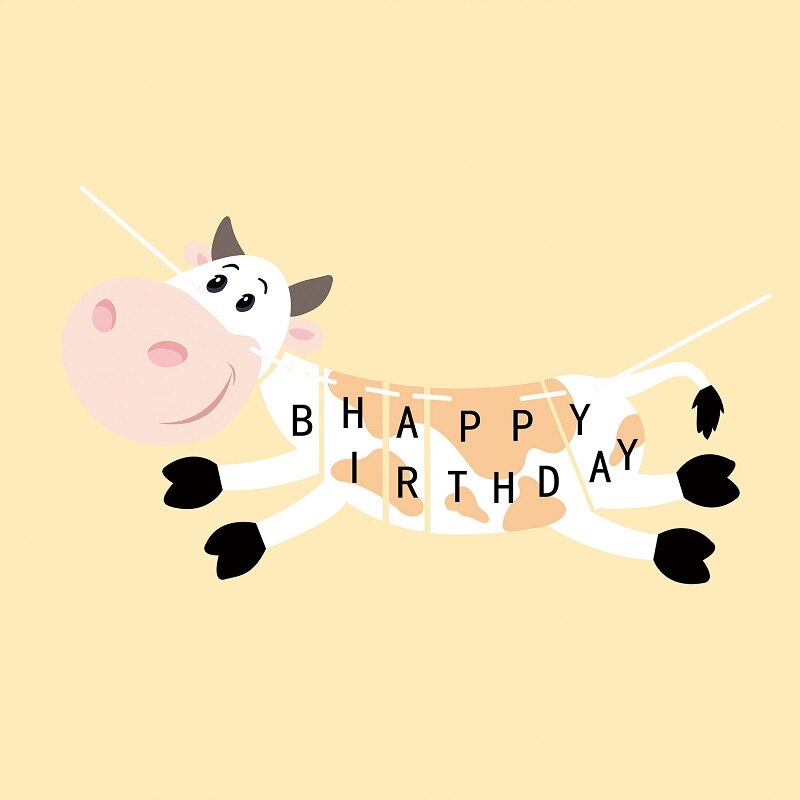 Cute Happy Birthday Banner Animal Dinosaur Giraffe Cow Pig Banner Garland Balloon for Boy Girls Kids Birthday Party Decoration