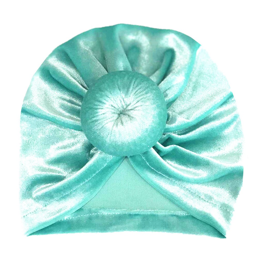Småbørn piger børn baby fløjl donut hat stor sløjfe hårbånd pandebånd stretch turban knude hoved wrap: Myntegrøn