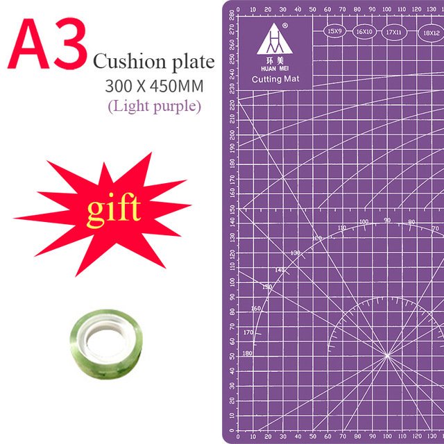 Pvc Cutting Pad A3 Large Manual Pad Writing Test Paper Drawing Beauty Diy Model Rubber Seal Self-repairing Desktop Carving Pad: Purple / A3 Mat And Tools