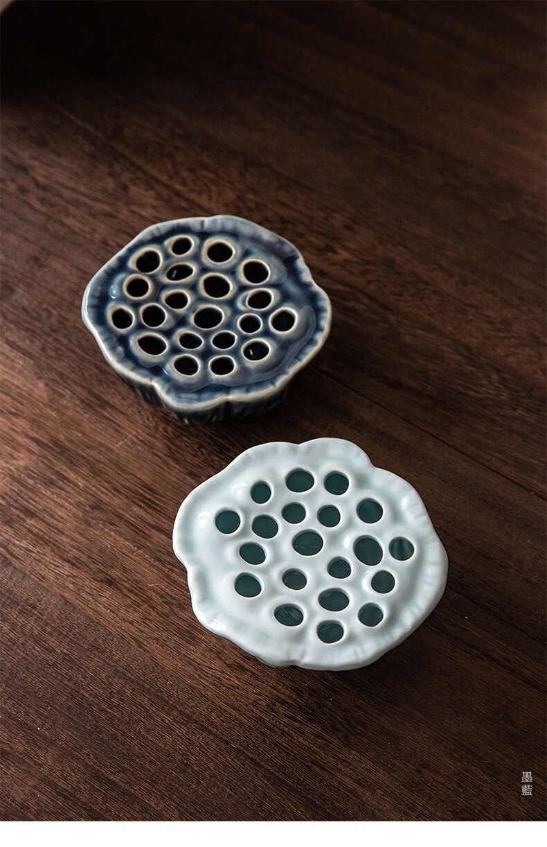 Ceramic Lotus Seedpod Japanese Ikebana Flower Arrangement Vase Tea Table Desktop Small Flower Pot Plate Decoration