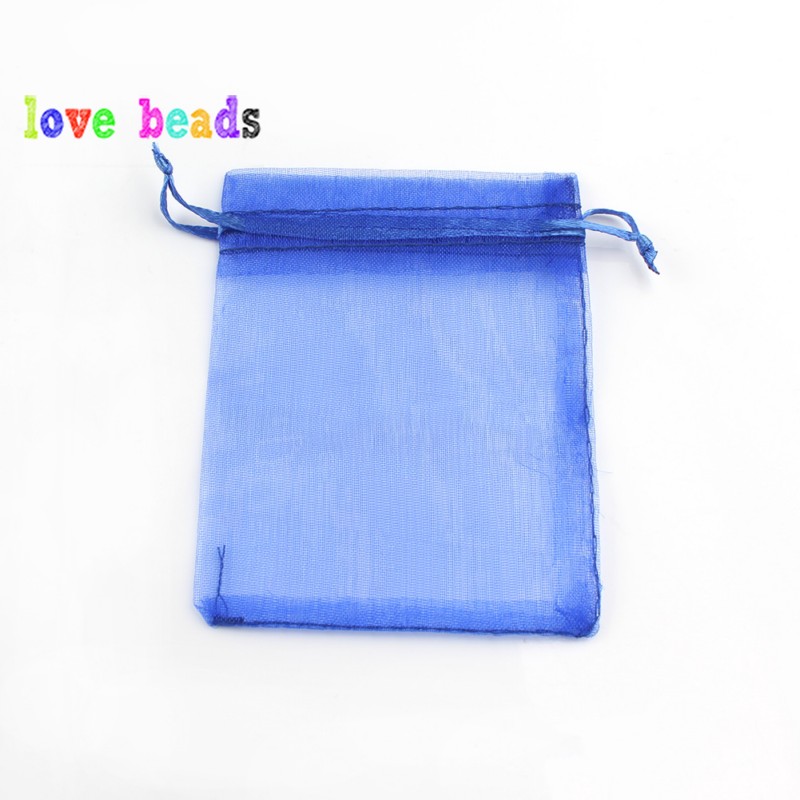 50 sztuk 7x9 9x12 10x15 13x18cm torby na prezenty z organzy wysuwane dekoracje weselne torby na prezenty opakowanie ekspozycyjne woreczki na biżuterię: Inne / Niebieski