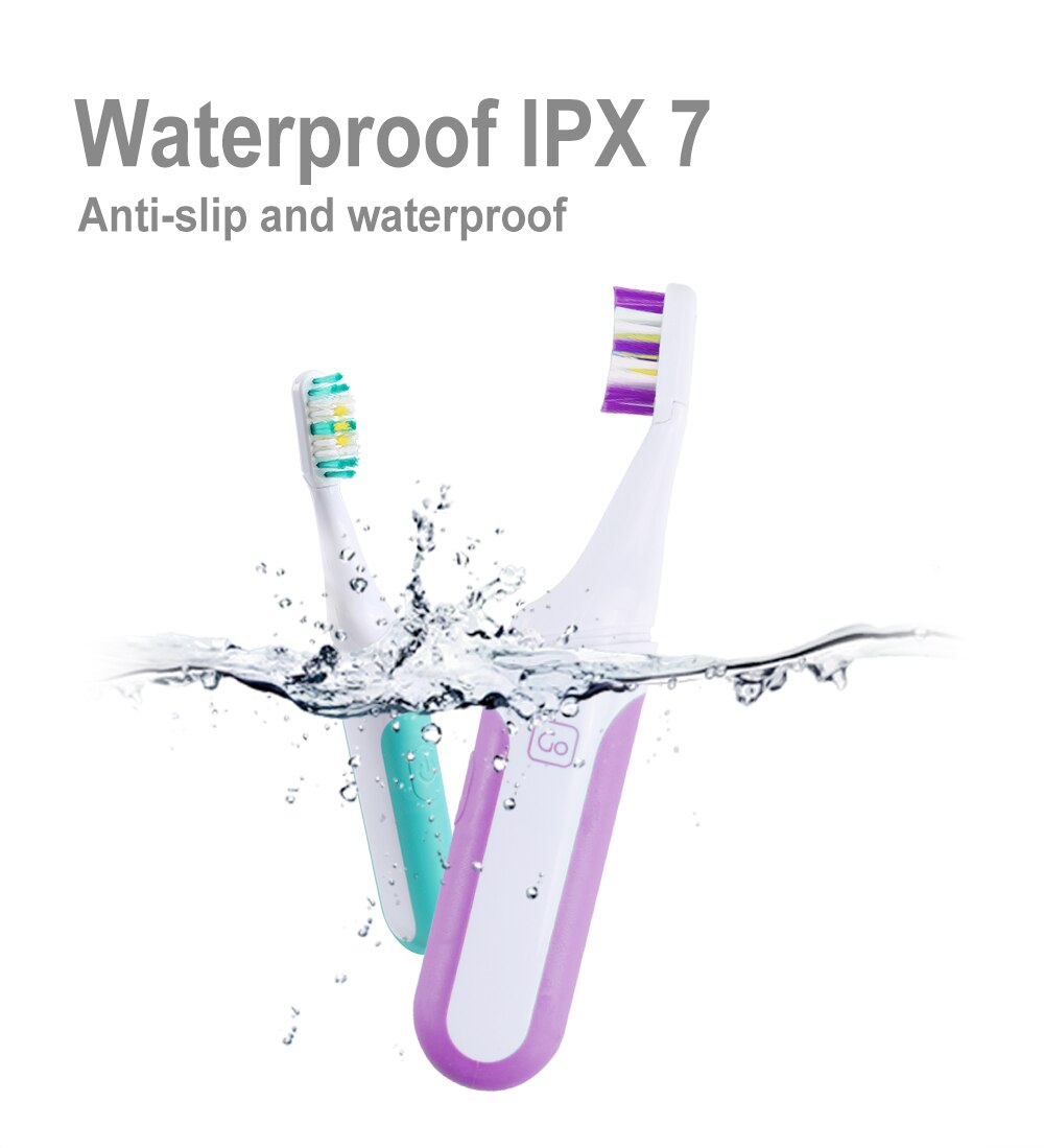 Electric Toothbrush Sonic Adult Battery travel Teeth brush holder Portable with 2 Replacement Brush Heads Waterproof