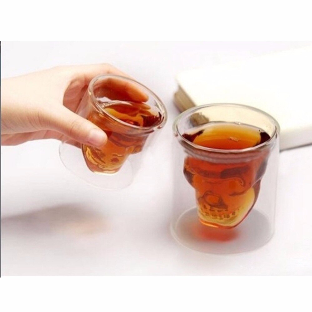 1 stk hodeskallehodet glass krystall fest vin kopp 25ml gjennomsiktig øl steins bar whisky tequila vinglass