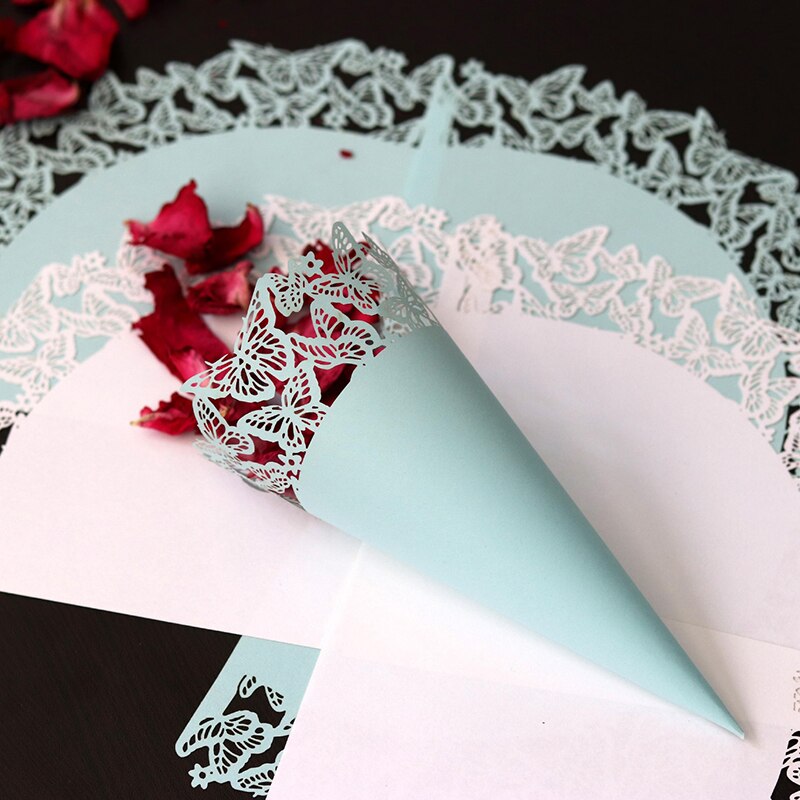 20Pcs Custom Wedding Confetti Kraftpapier Bloemblaadjes Snoep Geplaatst Natuurlijke Confetti Kegels Voor Bruiloft Verjaardag Decoratie