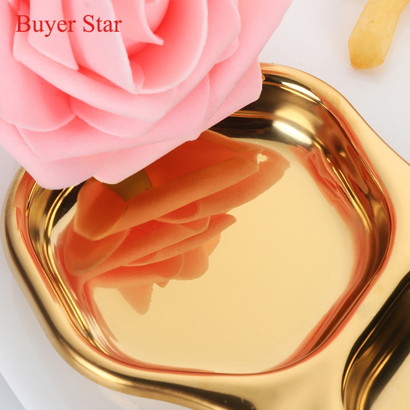 Gold Stainless steel dish kitchen utensil butter plate seasoning soy dish Metal dessert Trays Tableware vinegar sauce snack Dish