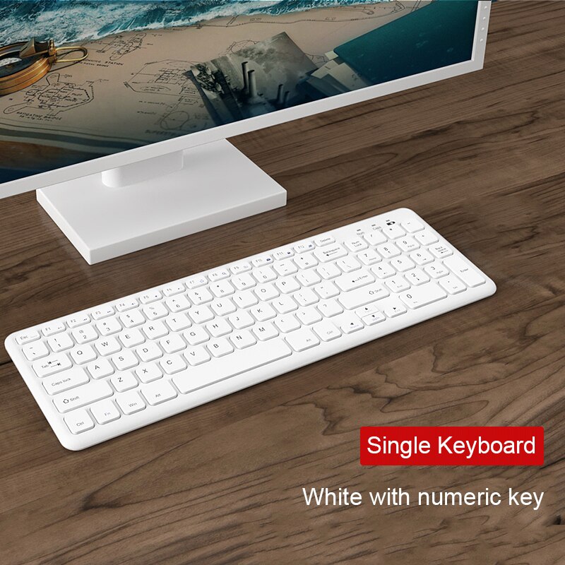 2.4G Wireless Bluetooth Keyboard Wireless Silent Gaming Keyboard For Macbook Pro iPhone iPad Tablet Ultra-slim Computer Keyboard: White2 Keyboard
