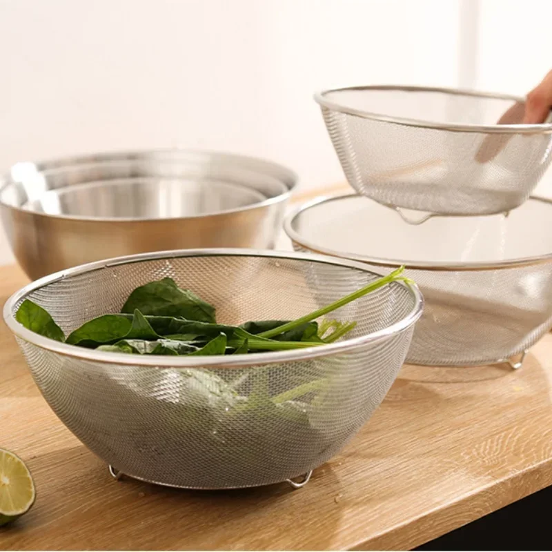 Avløpskum i rustfritt stål med sil til oppbevaring av skala, risvaskekurv, kjøkken fruktavrenningssett