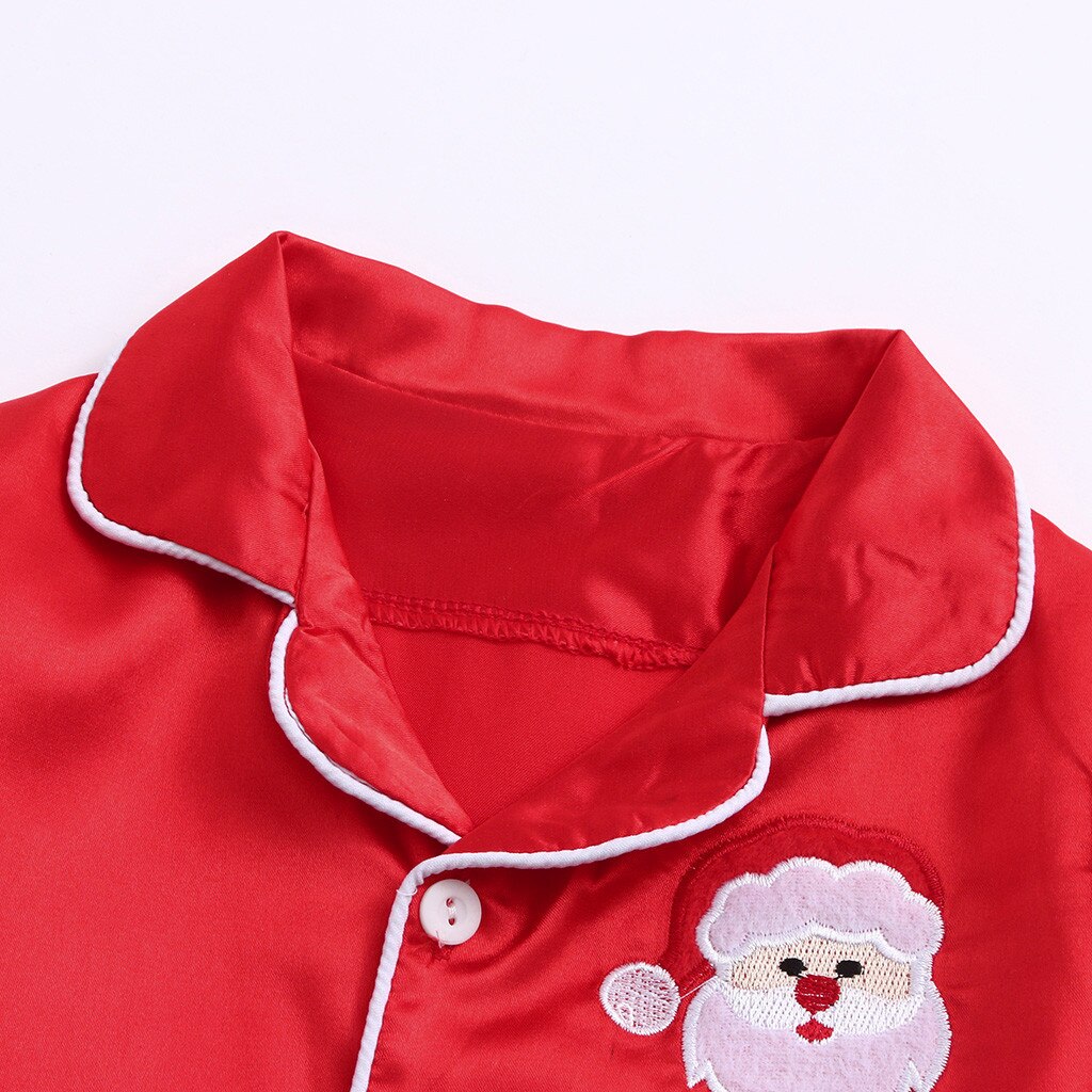 Toddler Baby Boys Girls Christmas Santa Print Pajamas Outfits Infant Kid Long Sleeve Tops Pants Nightwear Sleepwear Sets