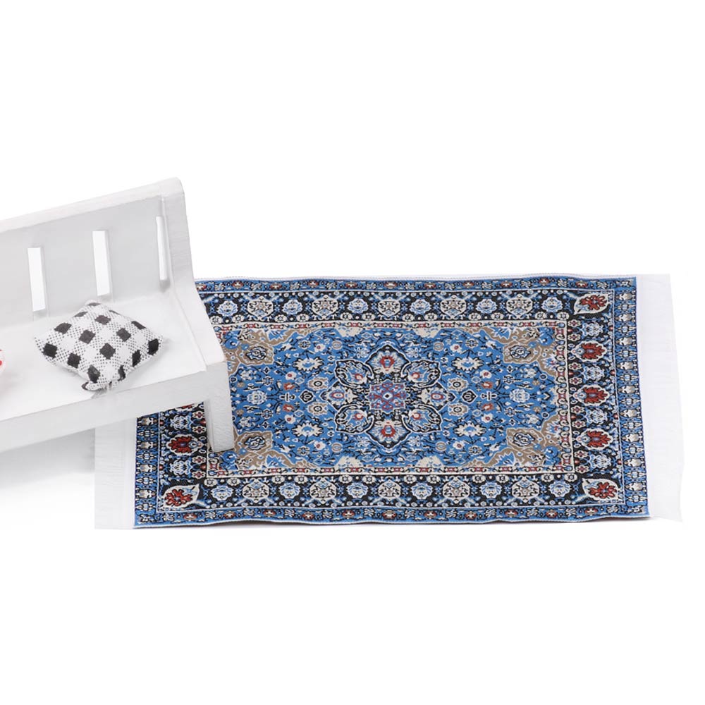 1:12 Poppenhuis Tapijt Turkse Stijl Bloemen Mat Spelen Huis Decor Vloerbedekking Miniatuur Weven Tapijt Kinderen Speelgoed Accessoires