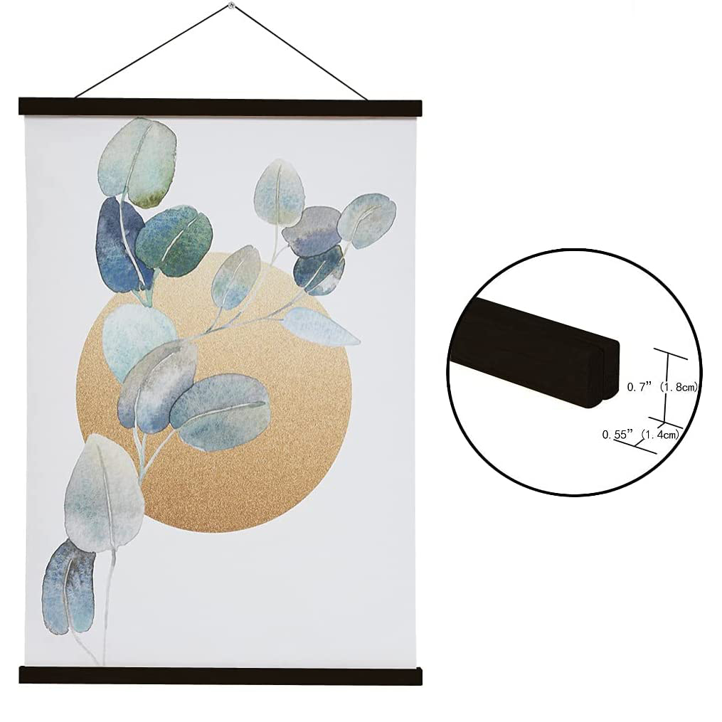 Magnetische DIY houten posterframe teak/grenen fotohangers ophangset voor foto's canvas prints poster scroll artwork printhouder