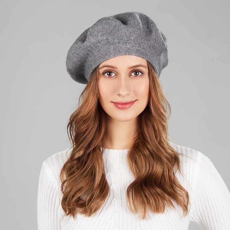 Cappello berretto Donna Artista Francese di Lana Caldo Inverno berretto della Protezione Del Cappello Vintage ▾ Della Ragazza Berretto Pianura Cappelli di colore Solido Elegante Della signora berretti invernali