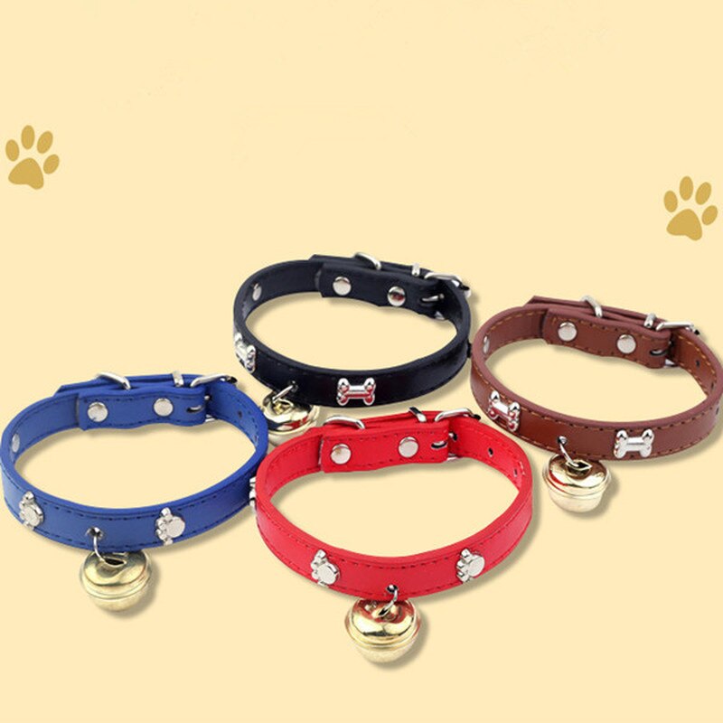 Bone Leer Duurzaam Bell Huisdier Halsband Dierbenodigdheden Accessoires Hals Band Kraag Voor Hond Puppy Pug Halsbanden Voor Kleine honden