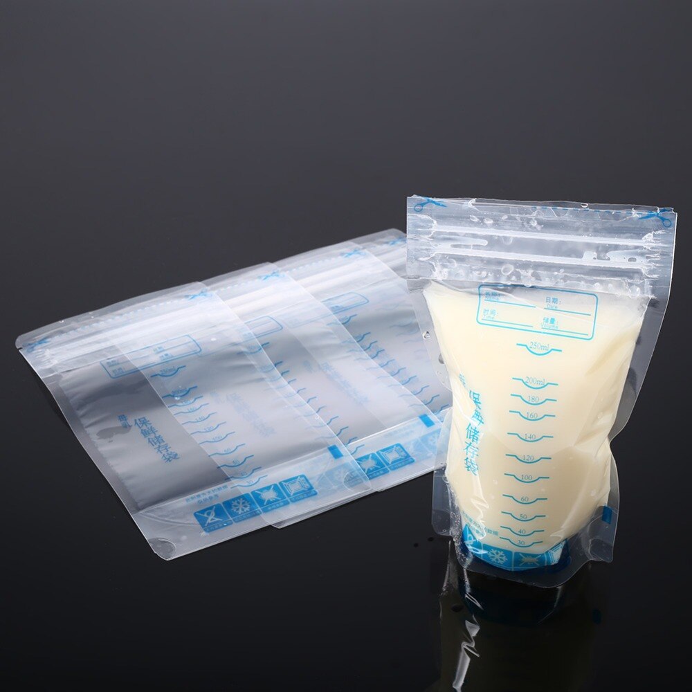 30pcs 250ml Milk Freezer Bags Mother Milk Baby Food Storage Breast Milk Storage Bag BPA Free Baby Safe Feeding Bags Feeding