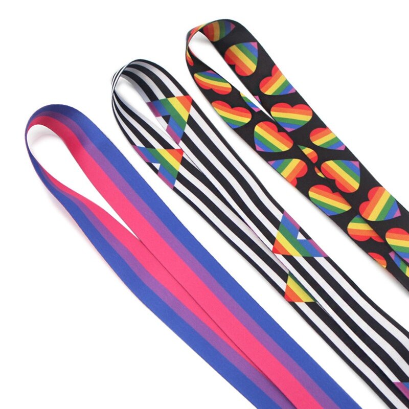 Lgbt rainbow lanyards nyckelring lesbisk gay pride cool nackrem usb namnbricka hållare mobiltelefon hänga rep webbing