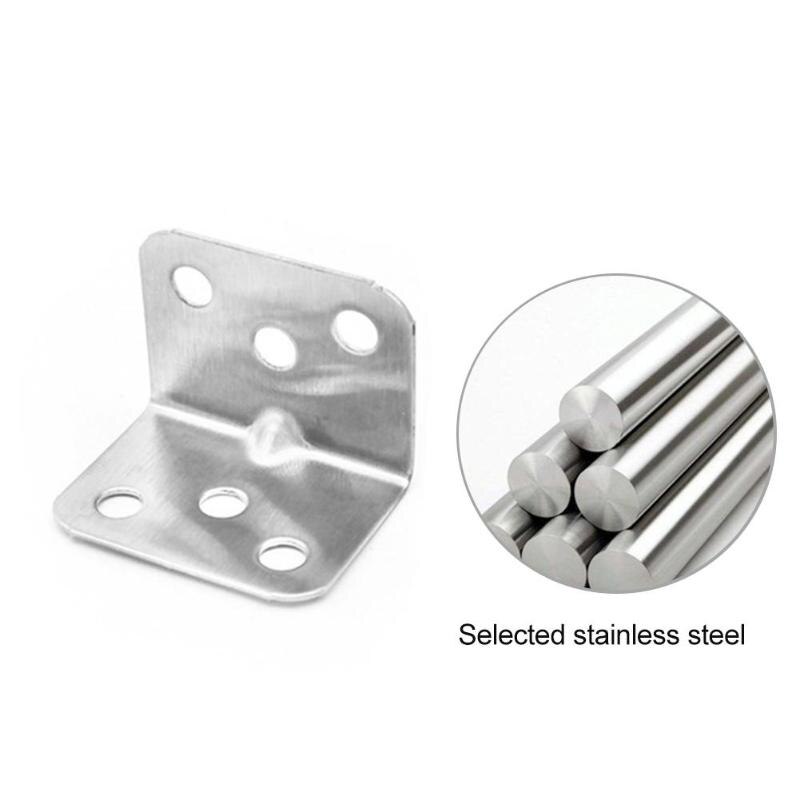 4pcs Stainless Steel Corner Code Right Angle Support Connector Fixing Plate