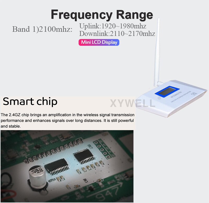 Xywell 70db ganho W-CDMA 2100 mhz 3g impulsionador de sinal móvel 3g 2100 mhz umts repetidor de sinal telefone celular wcdma amplificador 4g antena