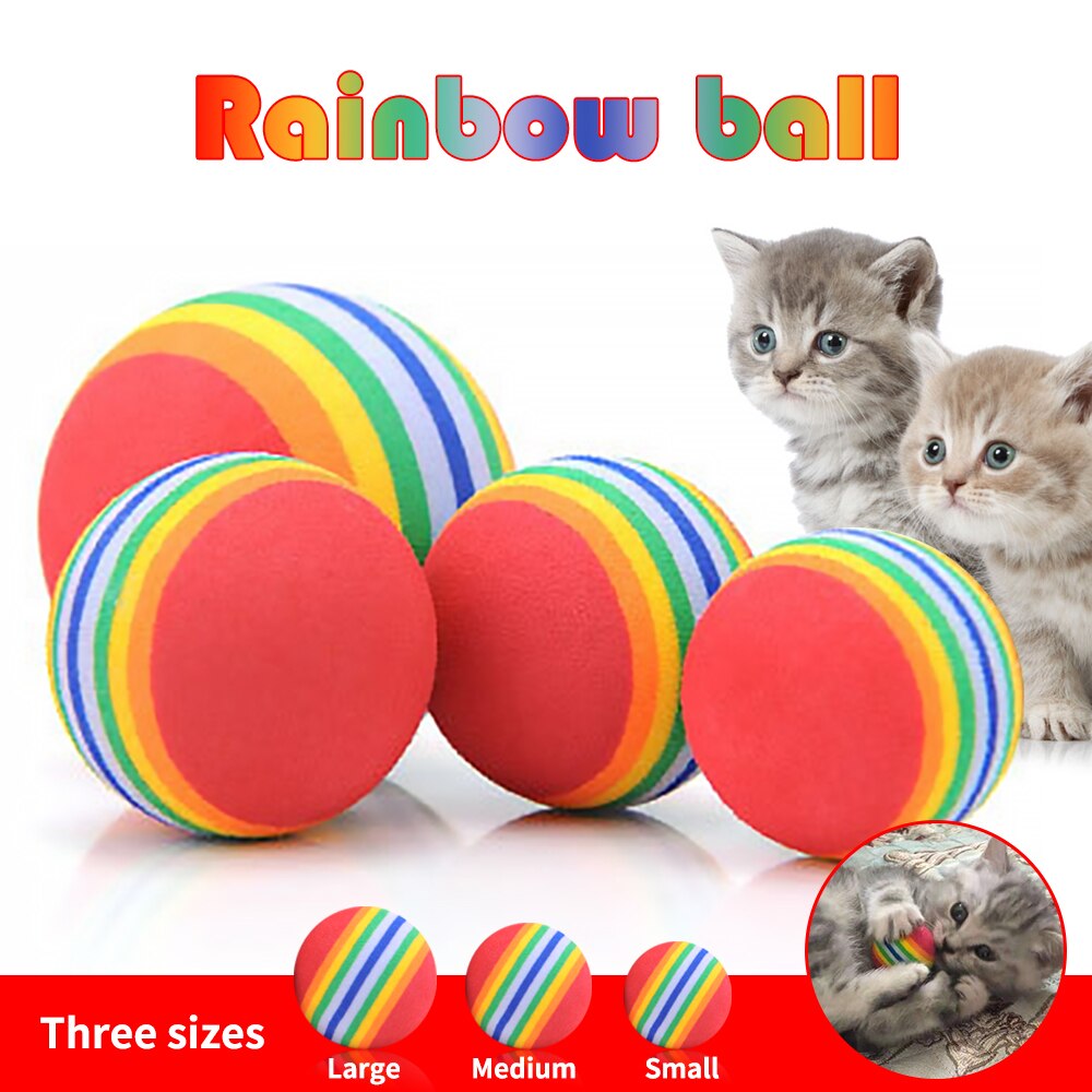 S/M/L Regenboog Bal Kat Speelgoed Kleurrijke Bal Interactieve Huisdier Kitten Kras Natuurlijke Schuim Eva Bal Training dierbenodigdheden Product #3