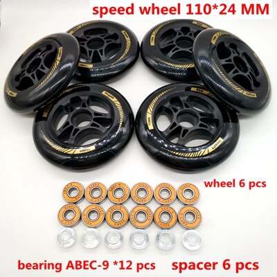 speed skates wheels 90mm 100mm/110mm 85A high respond high duration black color: w 6 pcs n parts