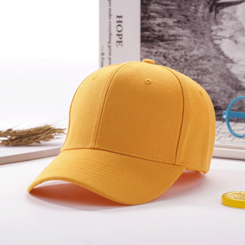 Wjustforu Classic Casual Youth Caps Cotton Baseball Cap Washed Style Hat Plain Adjustable Solid Mens Hats Unisex Women Men Top: yellow