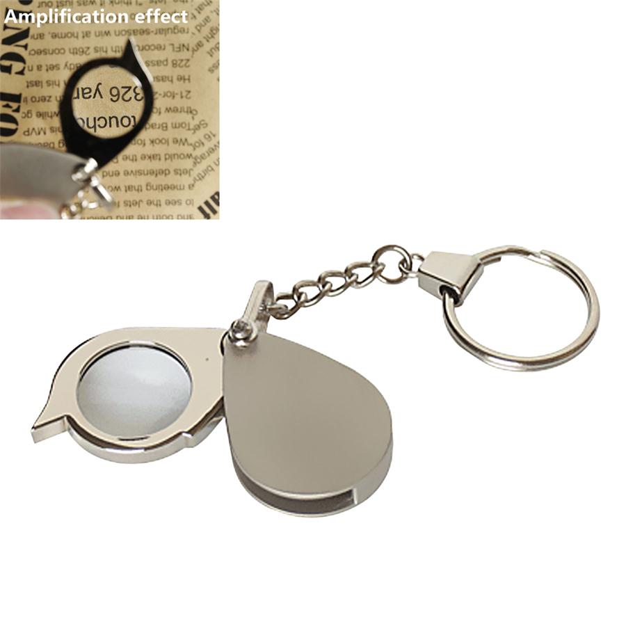 Mini Magnifying Glass Loupe Portable Keychain Magnifier 8X Folding Hand Daily Reading Tool: 8X Metal