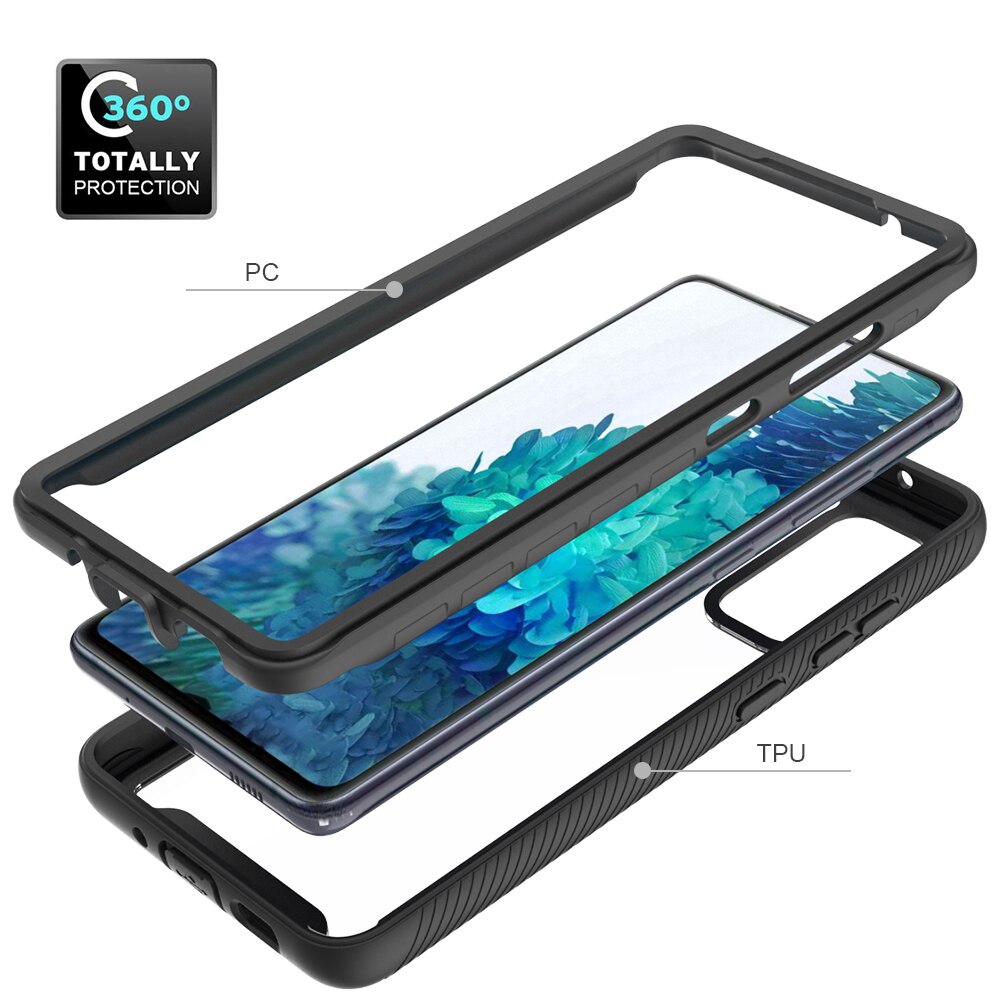 Fall Für Samsung Galaxy S20 FE Ultra S10 Plus Lite A51 A71 A21S A31 S10E Volle Körper Schlank Rüstung Mit front Rahmen Transparent Zurück