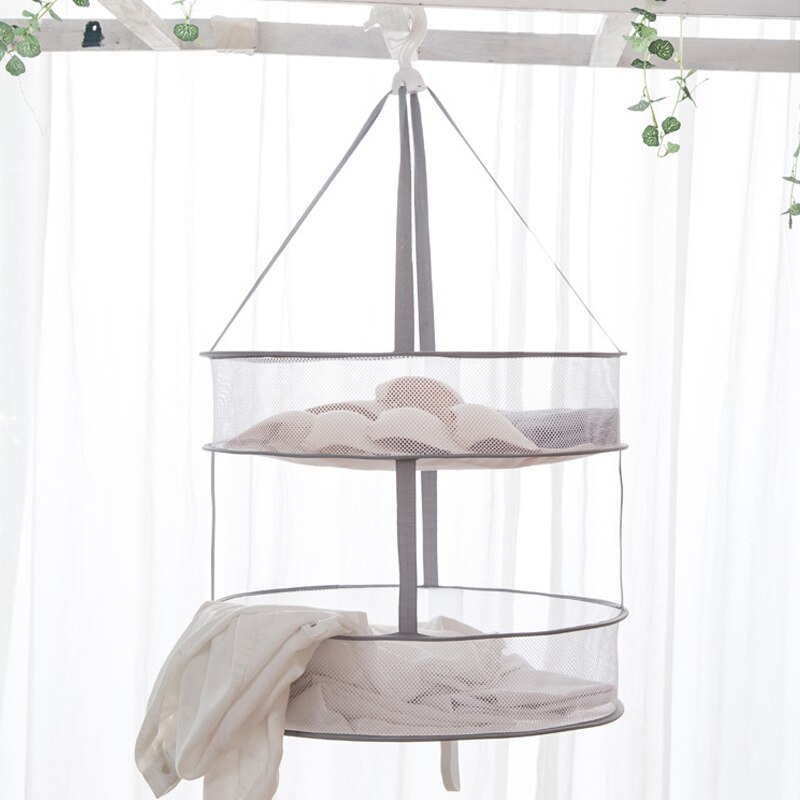 1/2 warstwowa składana okrągła suszarka robić prania wisząca suszarka na pranie wiatroszczelna siatka kosze netto łazienka swetry materiały robić przechowywania